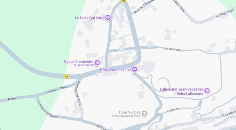 Plan d'accès à l'atelier Claramints de Trôo, lieu de travail et d'exposition de Chysalix Cuir