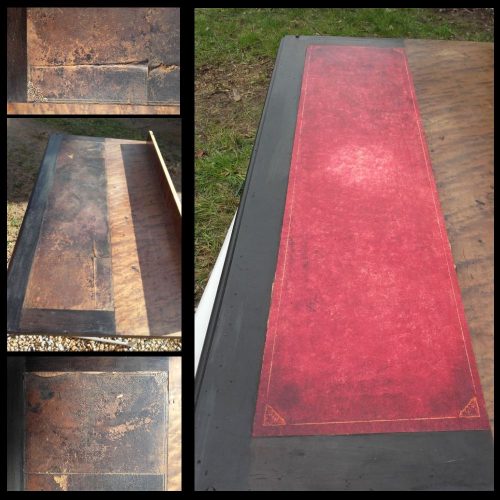 Restauration d'un bureau ancien bois et cuir
